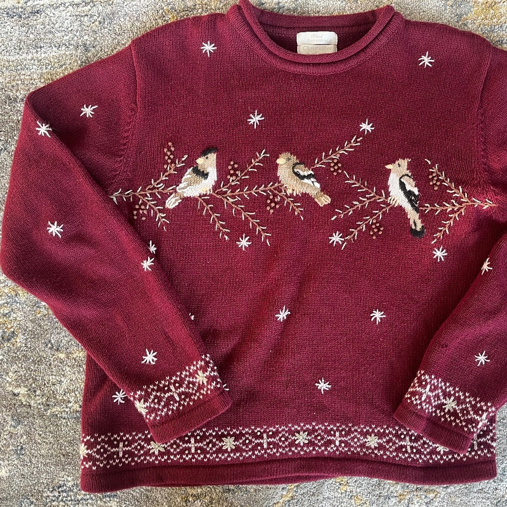 Christopher & Banks Festive Holiday Bird Sweater